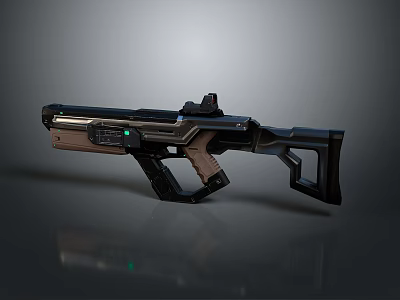 Futuristic Sci Fi Weapon With Tactical Scope Green Indicator Light And Ergonomic Design 3d model