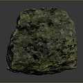 Natural Green And Black Raw Stone With Rough Surface And Mineral Texture