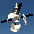 Spacecraft Structure With Conical Capsule Crew Module And Solar Panels For Space Mission
