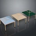 Outdoor Canopy Tables In Blue Beige Green Colors With Square Tops And Legs