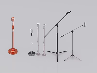 Colorful Microphones With Adjustable Floor And Desktop Stands In Modern Designs 3d model