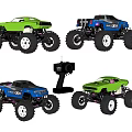 Green and Blue Electric Toy Remote Control Monster Trucks with Off Road Design and Controller 3d model