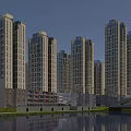 Aerial Urban Planning With High Rise Buildings Green Spaces And River Bridge