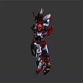 Futuristic Mechanical Character And Robotic Creature With Red Silver Armor And Detailed Design