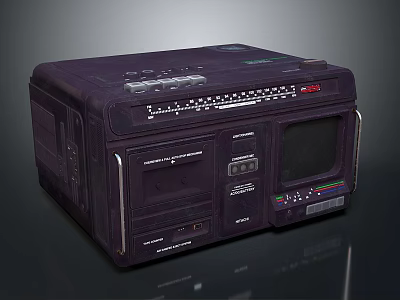 Vintage Purple Electronic Radio Cassette Player With Control Panel And 3d model