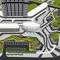 Modern Commercial Complex Featuring Multi Building Design Parking Green Spaces And Plaza