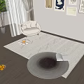 Quiet Round Carpet Cream Round Carpet 3d model