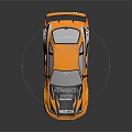 Orange Racing Style Modified Car With Rear Spoiler And Body Decals