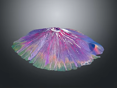 Artistic Colorful Terrain With Fan Shaped Structure And Gradient Purple Pink Green Blue Hues 3d model