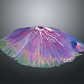 Artistic Colorful Terrain With Fan Shaped Structure And Gradient Purple Pink Green Blue Hues