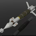 Military Missile Weapon Design With White Body Yellow Section Tail Fins And