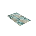 Modern Square Rug With Abstract Teal Brown Beige Artistic Texture Design