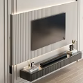 Modern Minimalist TV Wall Interior Design With LED Strip Lights And Floating Cabinet