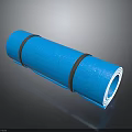 Blue Rolled Yoga Mat With Brown Straps For Exercise And Fitness