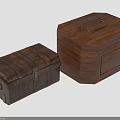 Decorative Functional Wooden Storage Boxes With Metal Clasps Handle And Octagonal Trunk Design 3d model