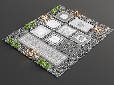 New Chinese Style Paving Garden Paving Floor Paving Setches Landscape Square Paving Courtyard Paving Courtyard Tiles 3d model