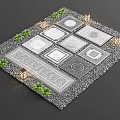 Garden Path Paving With Multiple Patterns Gravel Greenery And Lights 3d model