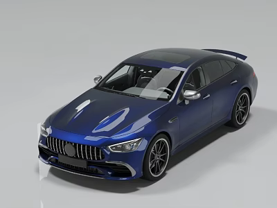 Blue Sports Sedan With Sleek Aerodynamic Body Sporty Front Grille And Alloy Wheels 3d model