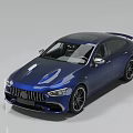Blue Sports Sedan With Sleek Aerodynamic Body Sporty Front Grille And Alloy Wheels