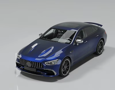 Blue Sports Sedan With Sleek Aerodynamic Body Sporty Front Grille And Alloy Wheels 3d model