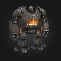 Steampunk Industrial Robot With Metallic Body Glowing Core And Mechanical Details