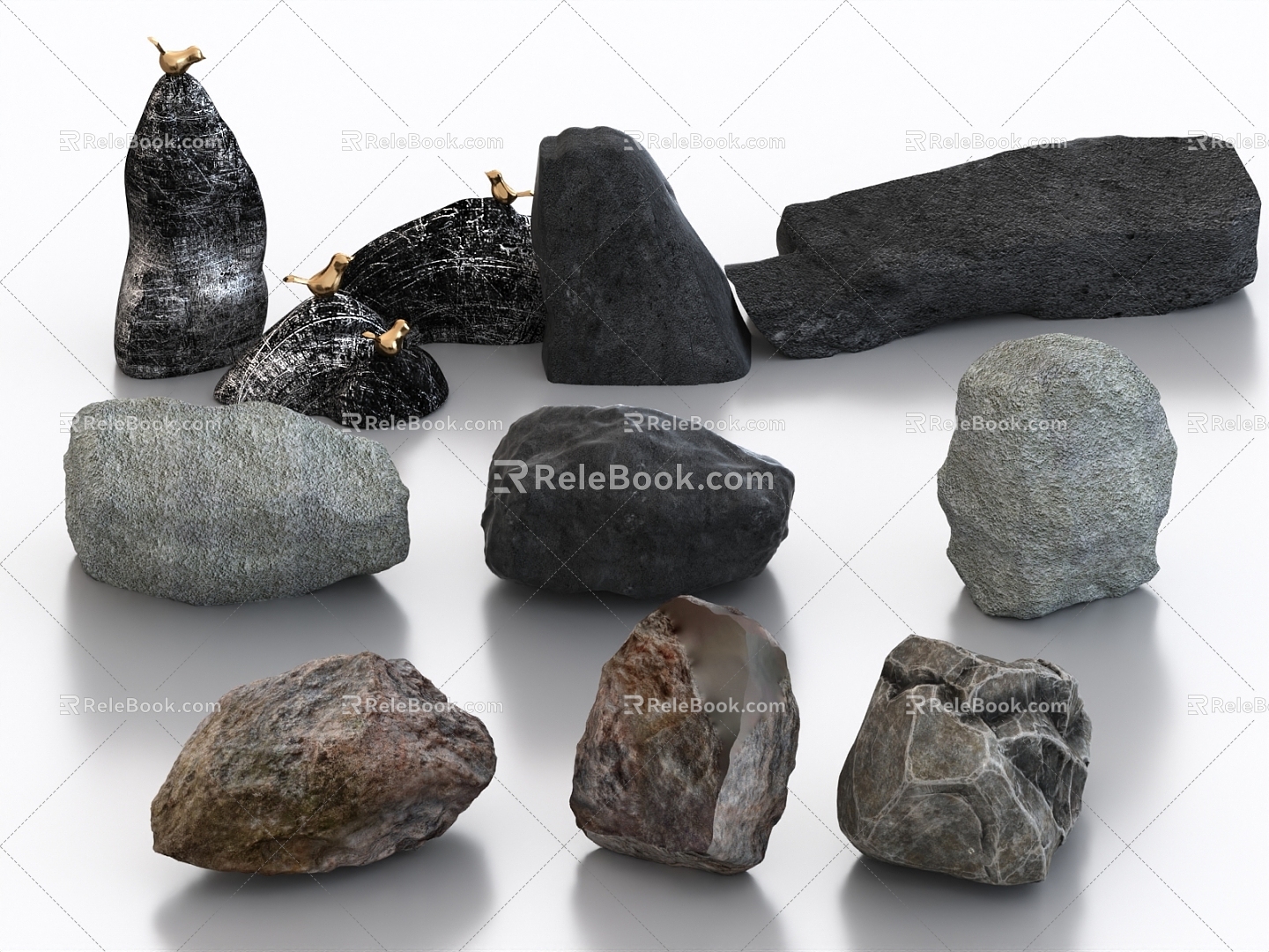 Stone stone rockery landscape stone marble hemp stone 3d model