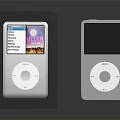 White iPod Classic Digital Device With Screen Circular Control Next To Black Packaging Box 3d model