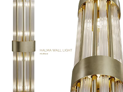 Elegant Modern Floor Lamp With Crystal Cylinders And Brass Accents Design 3d model