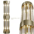 Elegant Modern Floor Lamp With Crystal Cylinders And Brass Accents Design