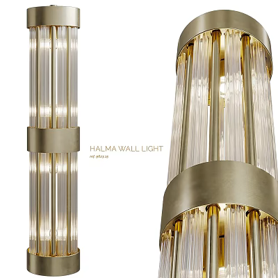 Elegant Modern Floor Lamp With Crystal Cylinders And Brass Accents Design 3d model