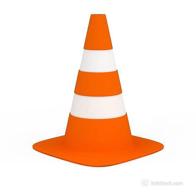 Orange And White Striped Traffic Cone As Essential Road Facility For Construction Area Safety 3d model 