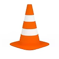 Orange And White Striped Traffic Cone As Essential Road Facility For Construction Area Safety