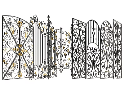 Ornate Wrought Iron Fencing With Intricate Decorative Patterns And Designs 3d model