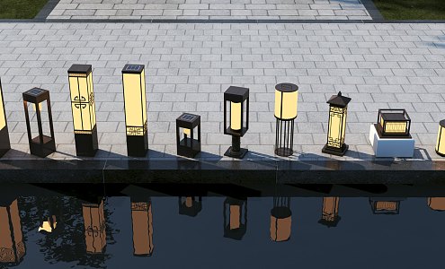 Chinese floor lamp lawn lamp 3d model