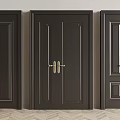 Modern Double Door Interior Designs With Dark Finish And Decorative Metal Handles