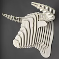 Modern Layered Brown Geometric Bull Head Wall Mounted Decorative Ornament Set