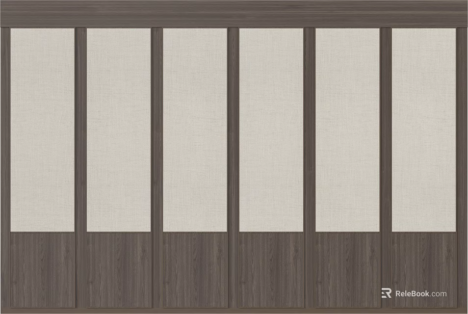 Modern Interior Wall Paneling With Wooden Frames And Fabric Panels 3d model