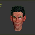 Detailed 3D Male Character Head With Black Curly Hair And Realistic Facial Features