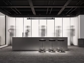 Modern Clothing Store Water Bar Area 3d model