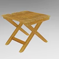 Hand Woven Stool With Natural Finish And X Shaped Legs Design Structure 3d model