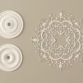 White Ceiling Medallions With Simple And Ornate Intricate Decorative Patterns 3d model