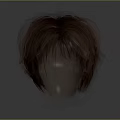 Realistic Human Head Brown Short Hair With Natural Texture And Layers