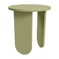 Light Green Round Top Side Table With Minimalist Flat Curved Legs Design 3d model
