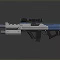 Futuristic Sci Fi Gun with Tactical Scope Blue White and Black Design 3d model