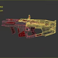 Futuristic Sci-Fi Weapon With Shiny Silver And Red Reflective Modern Design Details