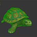 Colorful Decorative Turtle Sculpture With Patterned Shell On Dark Reflective Background 3d model
