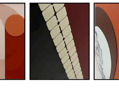 Modern Abstract Paintings With Arranged Geometric Shapes Red Dark Orange White Tones 3d model