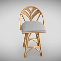 Rattan Bar Stool With Light Wood Frame Gray Cushioned Seat And Modern Home Bar Design