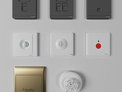 Modern Switch Panels in Black White and Gold with Minimalist Design Various Styles 3d model