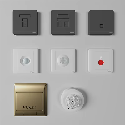 Modern Switch Panels in Black White and Gold with Minimalist Design Various Styles 3d model